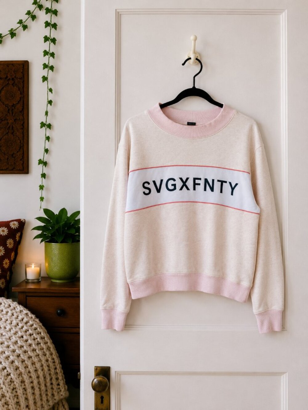 Savage X Fenty Pink Colorblock Mock Neck Sweatshirt Small Logo